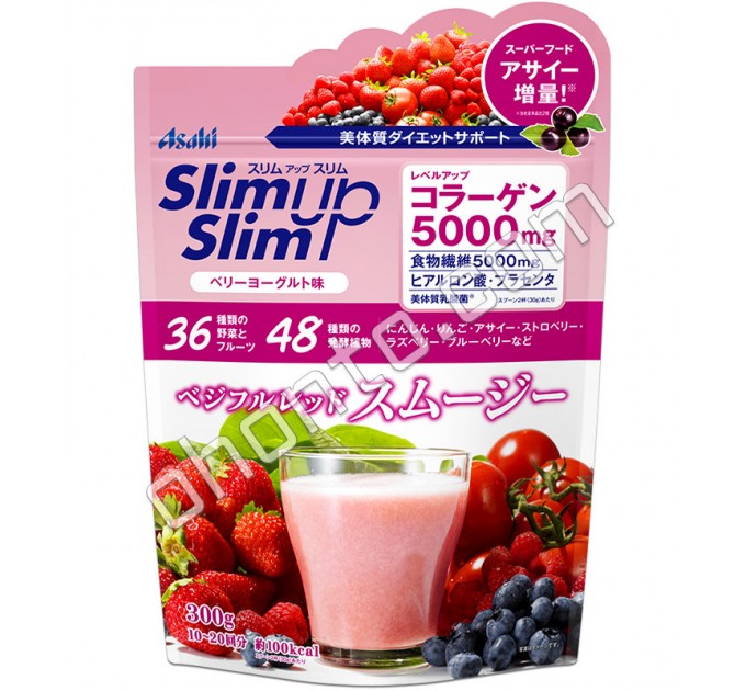 Asahi смузи-коктейль SlimUp Slim из витаминов с коллагеном и клетчаткой с ягодным вкусом для похудения